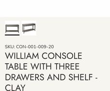 Hedgeroe : William Console Table in Clay