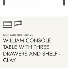 Hedgeroe : William Console Table in Clay