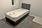 Single beds with headboard and mattress