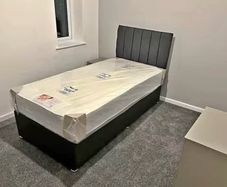 Single beds with headboard and mattress