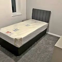 Single beds with headboard and mattress