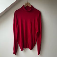 Vintage 80s John Rocha Chinatown Oversized Red Wool Turtleneck Sweater Jumper S/M