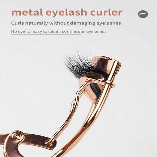 Eyelash Curler Set in Elegant Box with Mirror - Eyebrow Tweezers, Scissors - SILVER