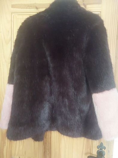 Burgundy faux fur coat (free post)
