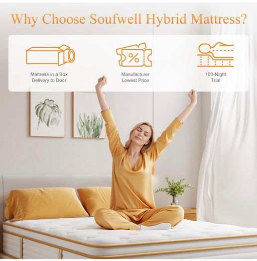 Kingsize Mattress 150x200 25cm Hybrid 5ft Mattress with Memory Foam & Pocket Springs 8-Layer 7-Zone Orthopaedic Euro Top Medium Firm for Pressure Relief & Motion Isolation(Yellow)