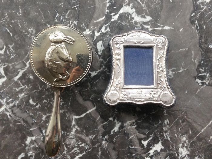 Vintage Silver Pleated Nursery set Peter Rabbit