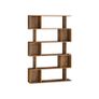 Zigzag 5 Tier Bookcase Vintage Brown or White Stylish Strong Storage Shelf for Living Room or Office Image 2