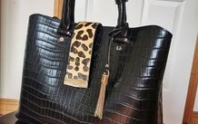DUNE Black Reptile Effect Tote Bag