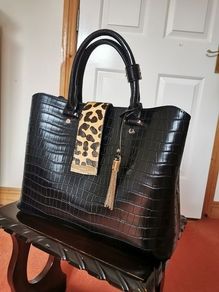 DUNE Black Reptile Effect Tote Bag