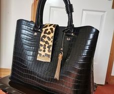 DUNE Black Reptile Effect Tote Bag