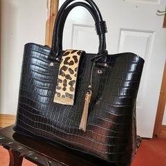 DUNE Black Reptile Effect Tote Bag