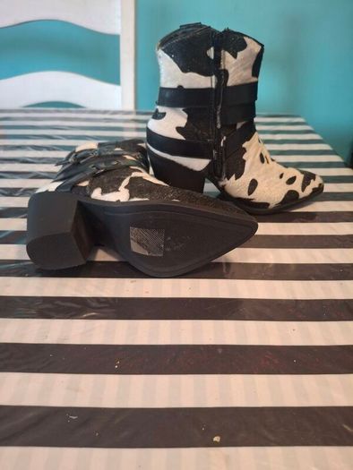 Cow print ankle boots
