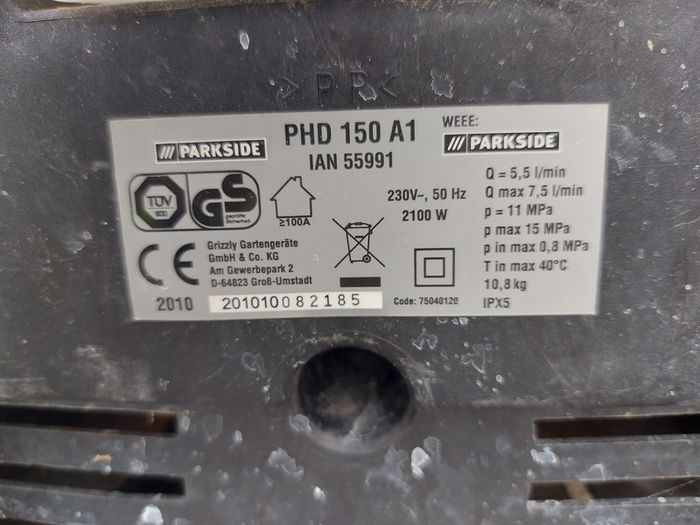 PARKSIDE Power Washer,  PHD 150 A1, in excellent condition with everything and works perfect