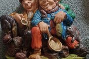 Vintage Irish Wall Plaque Chalkware Sculpture 'Jolly Tramps' Forrestal Art
