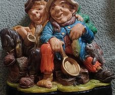 Vintage Irish Wall Plaque Chalkware Sculpture 'Jolly Tramps' Forrestal Art