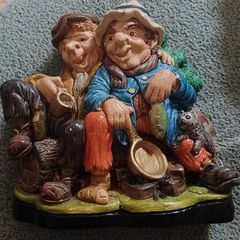Vintage Irish Wall Plaque Chalkware Sculpture 'Jolly Tramps' Forrestal Art