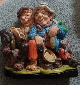Vintage Irish Wall Plaque Chalkware Sculpture 'Jolly Tramps' Forrestal Art