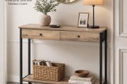 Console Table, Hallway Table, Side Table, Sofa Table with 2 Drawers, Steel Frame, Hallway, Living Room, Industrial Desig