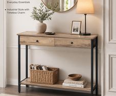 Console Table, Hallway Table, Side Table, Sofa Table with 2 Drawers, Steel Frame, Hallway, Living Room, Industrial Desig