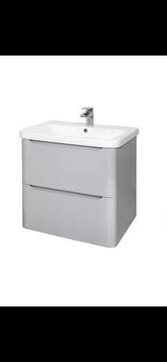 Eve 500 wall hung unit and basin green/white/navy/elm