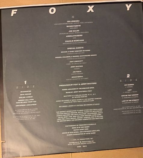 Foxy Hot Numbers 1979 Vinyl LP Dash Records Original Picture Inner