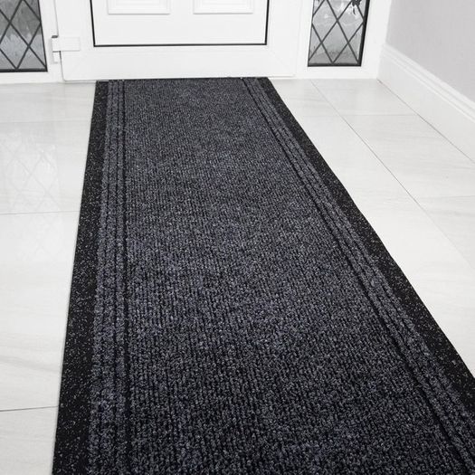 The Rug House Grey Black Hallway Narrow Rug (244cm)