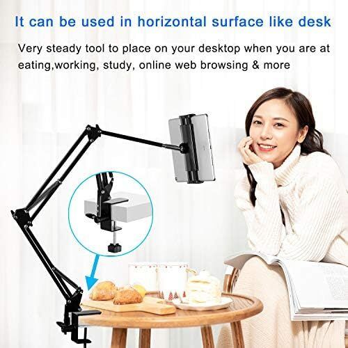 Tablet Stand Adjustable,Foldable Tablet Stand for Bed, Aluminum Universal Flexible Tablet Holder with 360 Degree Rotation for iPad/iPhoneX/iPad Pro/N-Switch,or Other 4.5 12.9 Inches Devices (Black)