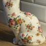 Large Vintage Staffordshire Floral Cat Image 2