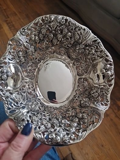 silverplate rose basket