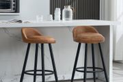 Set of 2 Bar Stool Faux Leather Brown