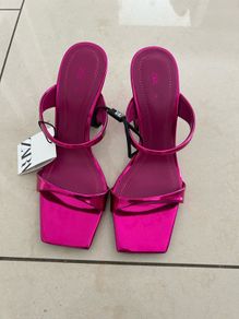 Zara metallic pink heels BNWT