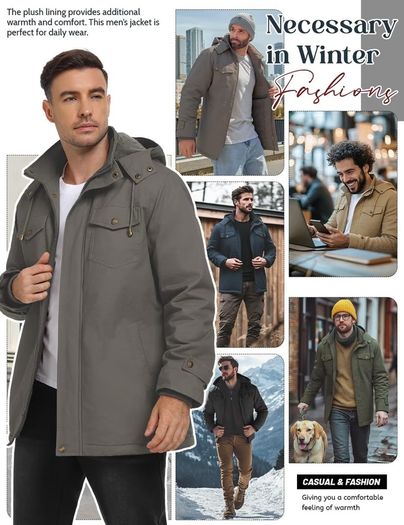 Brand New Xnova Men's Winter Parka Jacket Warm Fleece Lined Cargo Coat