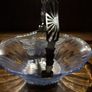 Art Deco Large Blue Glass Basket with Chrome handle Image 8