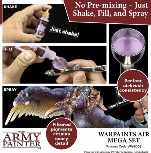 The Army Painter Warpaints Air Mega Set, 60 Warpaints (9 Metallics 1 Fluo) Acrylic Paint Non Toxic Water Based Airbrush Paint Acrylic Paint Set