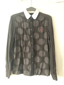 Authentic Fred Perry polka dot blouse with detachable collar.