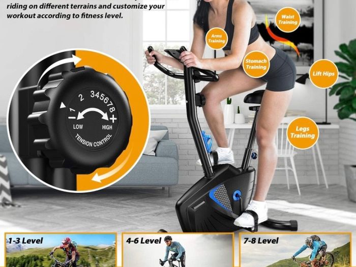 Exercise Bike Fitness Bike Advanced Home Trainer Stationary Bike Adjustable Magnetic Resistance for Home Gym Workout (FREE POSTAGE)