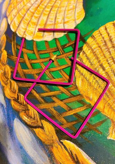 Bold & Chic: Glossy Violet Square Hoop Earrings