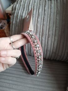 pink velvet and crystal hairband