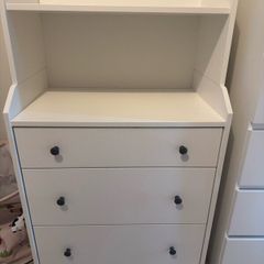 White 3-Drawer Chest with Shelving Unit