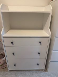 White 3-Drawer Chest with Shelving Unit