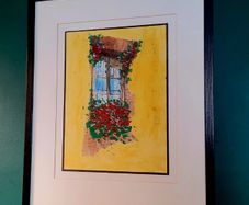 Vintage framed mixed media painting