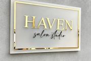 3D Gold Lettering Wall Sign Panel - Custom Acrylic Letters, Any Logo