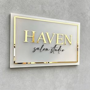 3D Gold Lettering Wall Sign Panel - Custom Acrylic Letters, Any Logo