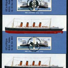 2015 Ireland Stampa Set Public Souvenir RMS RMS Lusitania Commemorative Stamps Miniature Sheet Overprinted for Stampa with show cancels of 16/17&18/10/14
