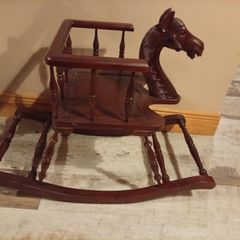 vintage hand-carved mahogany safety-chair rocking horse