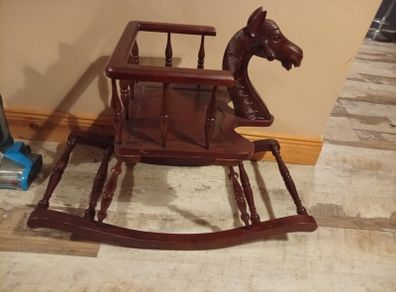vintage hand-carved mahogany safety-chair rocking horse