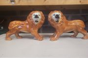 Pair Staffordshire Standing Lions