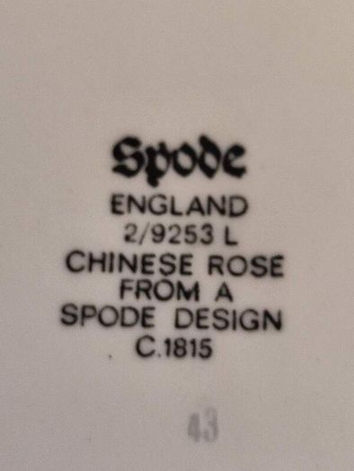 Spode England Hanging  Small Side Plate 2/9253 L Chinese Rose From A Spode Design C.1815