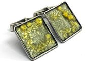 Mid century silver enamelled cuff links