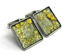 Mid century silver enamelled cuff links